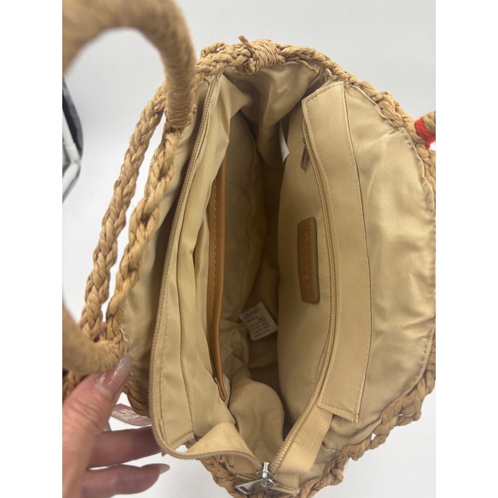 NWT Carlos by Carlos Santana Round Straw Crossbody Bag Tan Woven Tassel‎ New - Picture 6 of 9